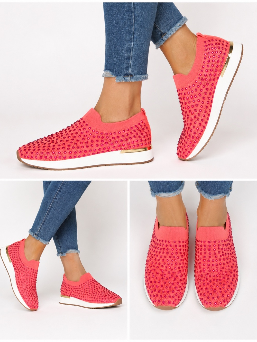 Kenneth Cole Reaction Cameron Jewel Jogger Sneakers Size 7.5 • Sunset/Coral